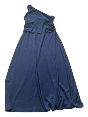 EUC, Like new. Land’s End One Shoulder, midaxi dress. navy, built in soft cups.